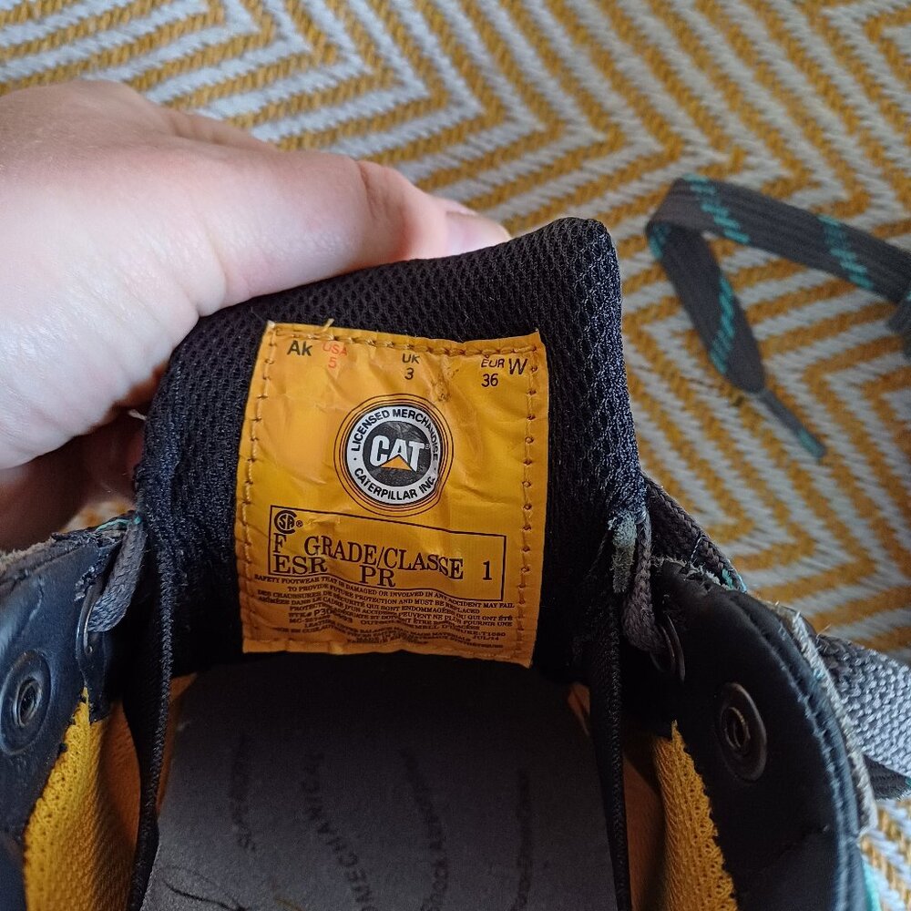 CAT Caterpillar CSA Approved Low Top Lace Up Steel Toed Safety Work Shoes Size 5 - Picture 11 of 15